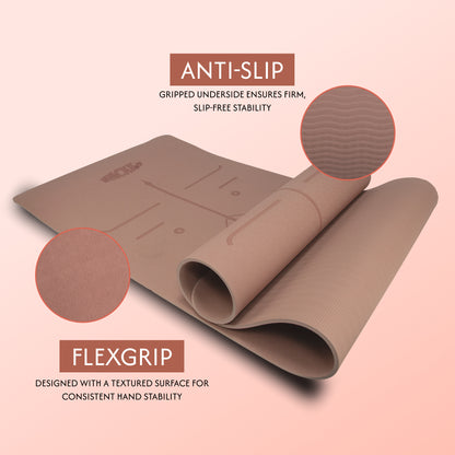 Alignment Yoga Mat in Coral Pink 8mm