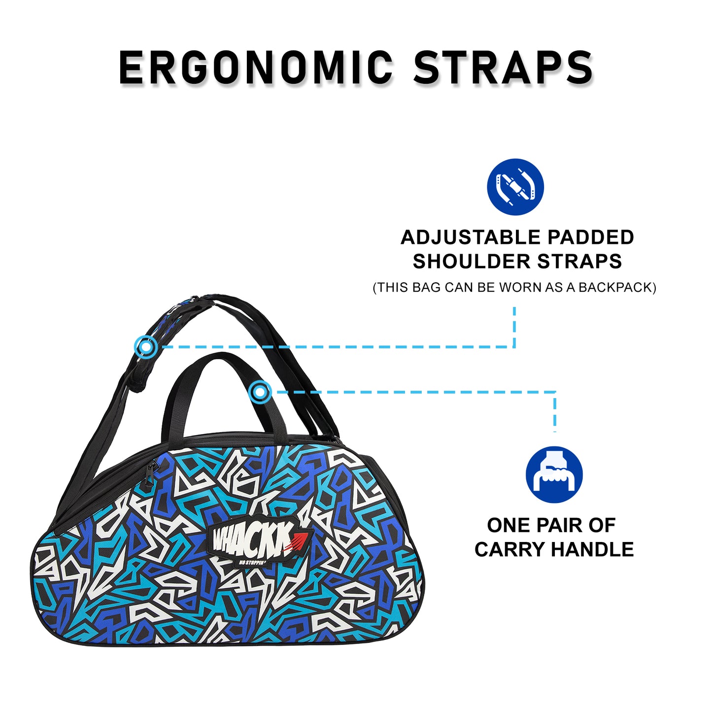 WHACKK Spin 38L Skating Backpack | 3-Way Carry Duffle & Shoulder Bag with Helmet Pocket | Padded Skate Bag for Skates, Protective equipment & Accessories