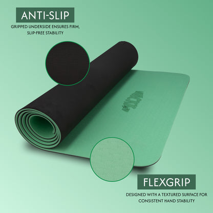 Alignment Yoga Mat in Green–Black 6mm