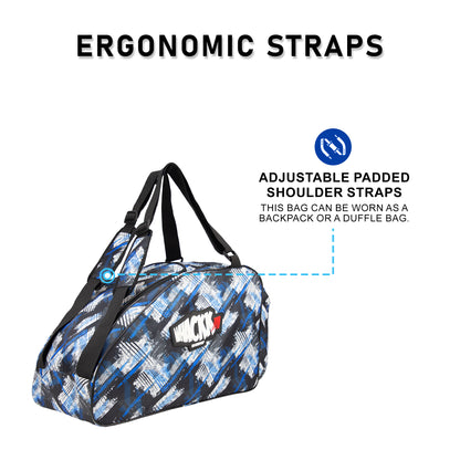 WHACKK Steezy Printed 33L Skating Bag with Helmet Pocket| Water-Resistant Backpack & Shoulder Bag | Spacious Sports Bag for Skates, Helmet & Accessories