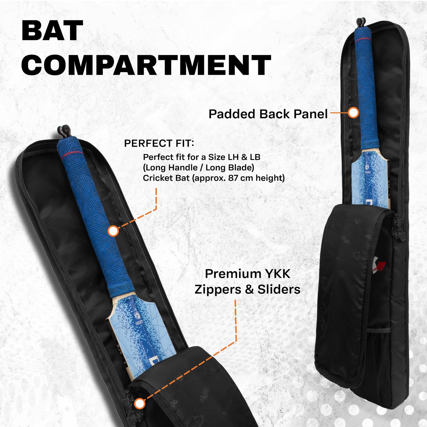 Hayden Black Cricket Bat Cover Polyester Material, Premium Full Size Cover for Wooden and Plastic Bats with Heavy Duty Stitched Strap