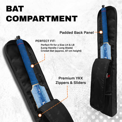 Hayden Black Cricket Bat Cover Polyester Material, Premium Full Size Cover for Wooden and Plastic Bats with Heavy Duty Stitched Strap
