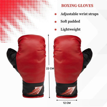 Whackk Red Junior Kids Boxing Kit with Filled Punching Bag, Gloves and Headgear Bounce-Back |Training Bag for Boys & Girls
