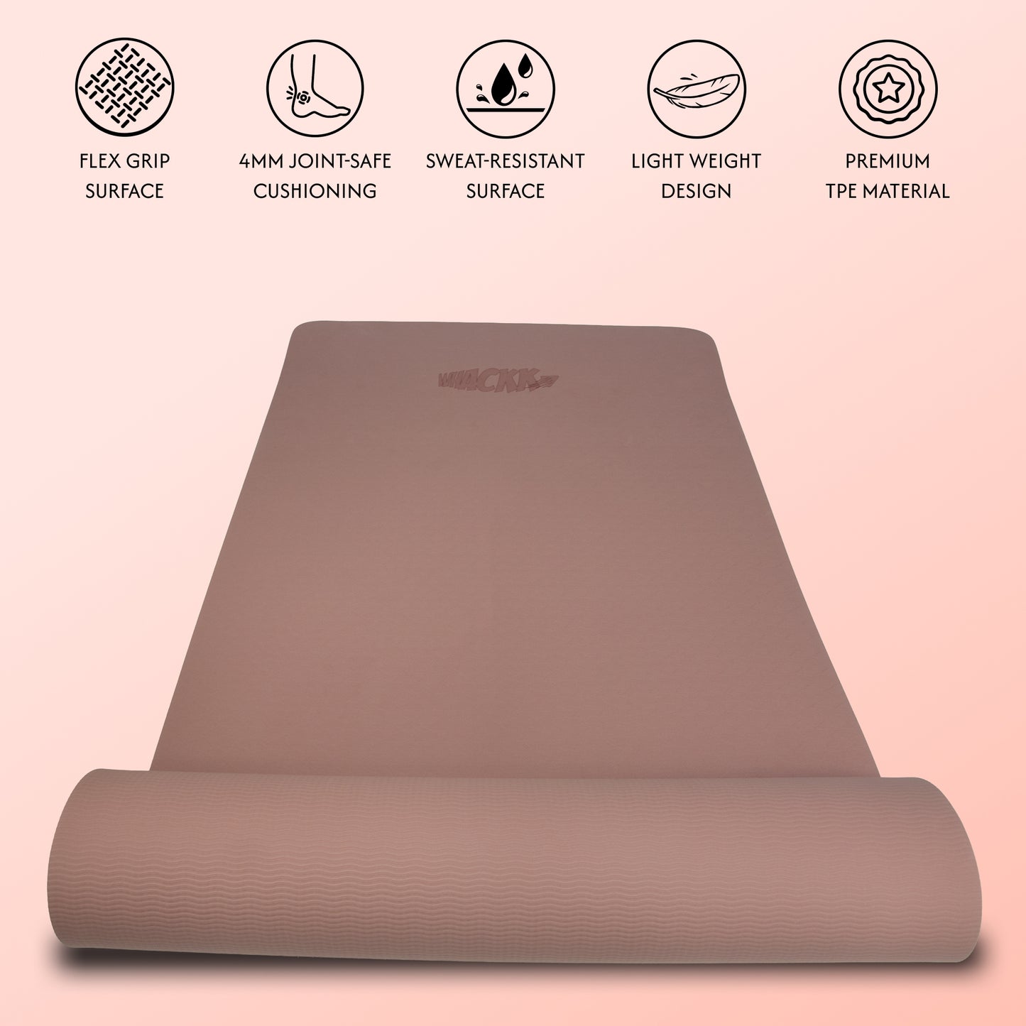 Alignment Yoga Mat in Coral Pink 4mm