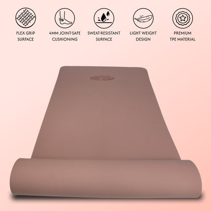 Alignment Yoga Mat in Coral Pink 4mm