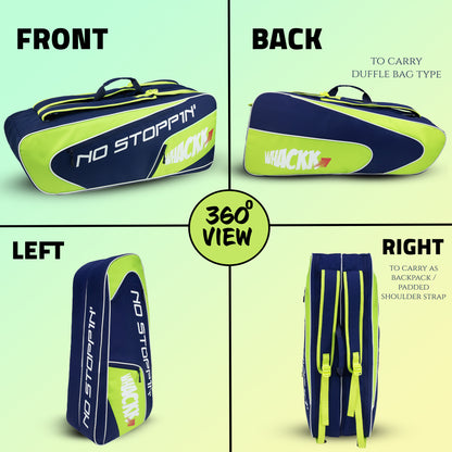 Connor Navy Blue Green Printed 52L Tennis Badminton Squash Equipment Cover Kit Bag 3 Big Compartments 4T 8B Racket | Backpack & Duffel
