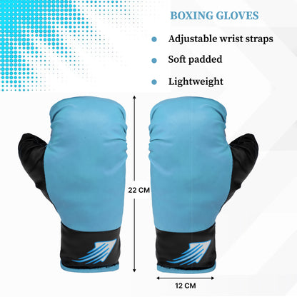 WHACKK Junior Boxing Kit Light Blue| Boxing Set for Kids & Beginners | Lightweight Training Kit for Home Practice, Fitness & Self-Defence, Boys & Girls