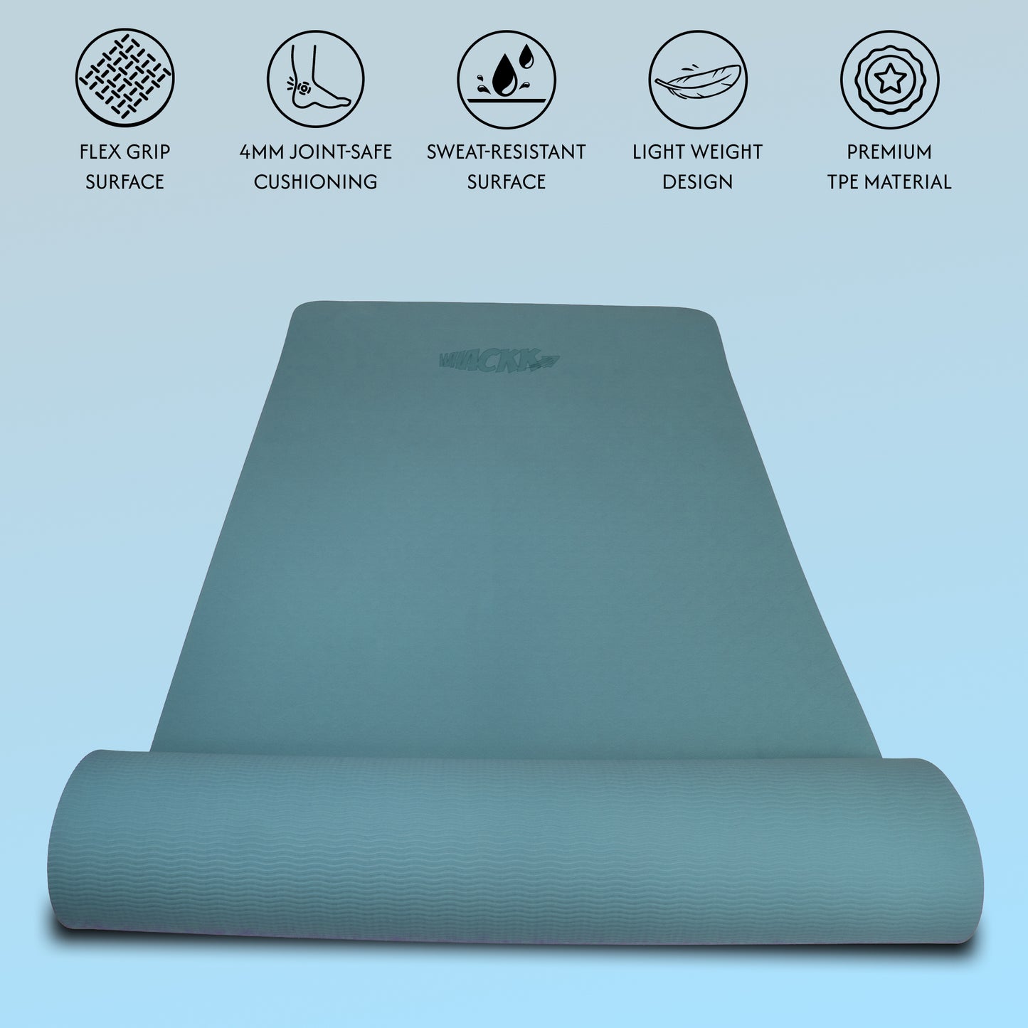 Alignment Yoga Mat in Fog Blue 4mm