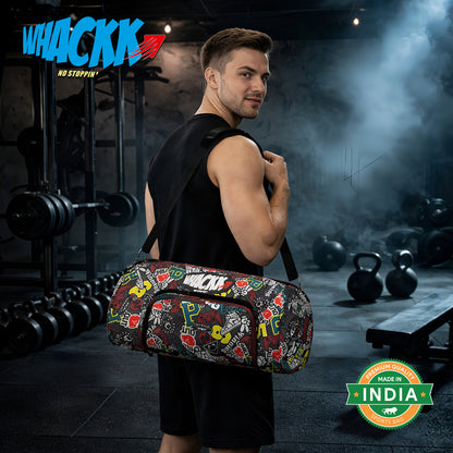 WHACKK Track printed Rugby Gym Bag|Fitness Bag|Sports Duffle|Multipurpose Bag |Travel Duffel Bag|Adjustable Strap|Unisex|Sports Kit Bag