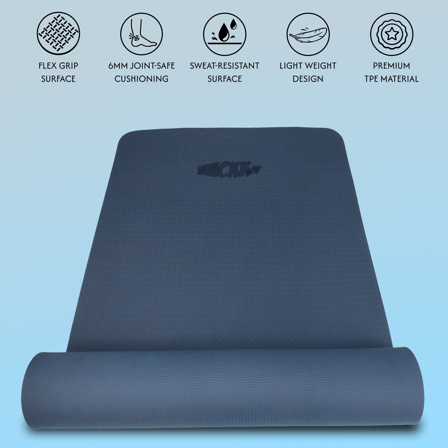 Alignment Yoga Mat in Navy Blue 6mm