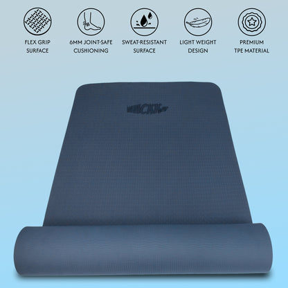 Alignment Yoga Mat in Navy Blue 6mm