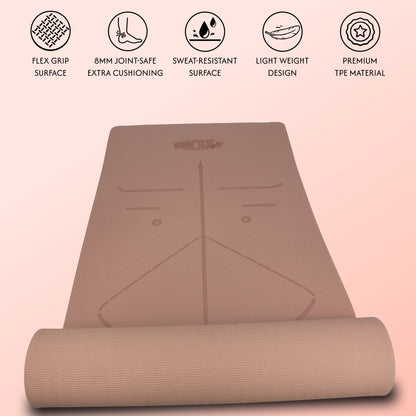 Alignment Yoga Mat in Coral Pink 8mm