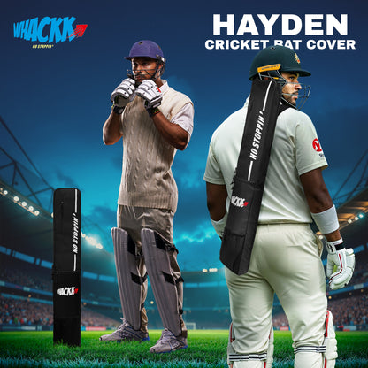 Hayden Black Cricket Bat Cover Polyester Material, Premium Full Size Cover for Wooden and Plastic Bats with Heavy Duty Stitched Strap