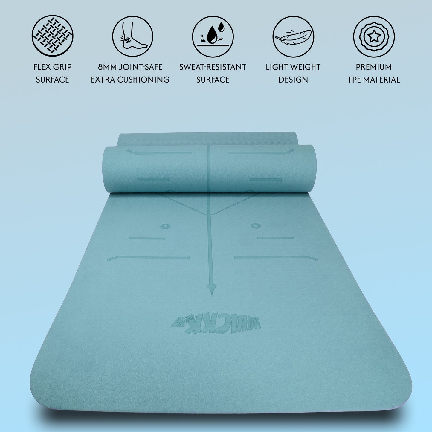 Alignment Yoga Mat in Fog Blue 8mm