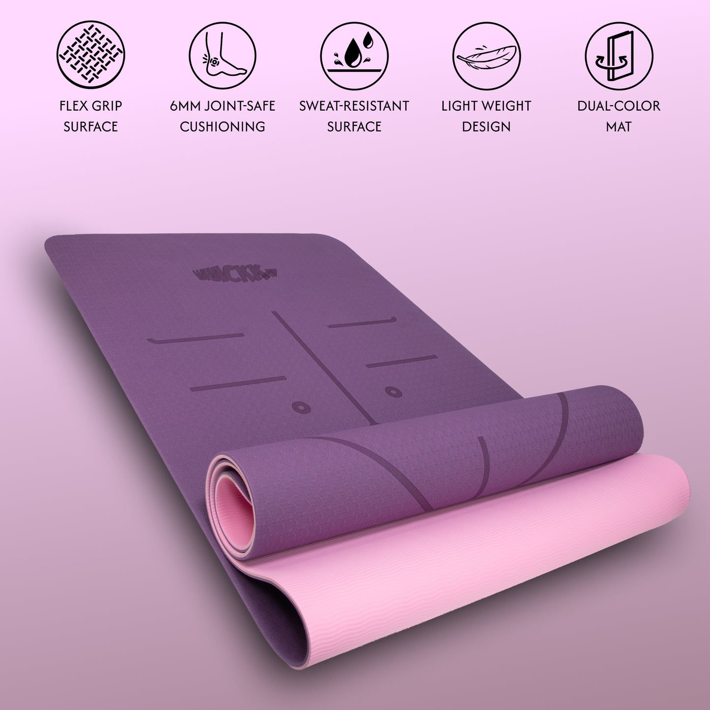 Alignment Yoga Mat Pink Purple 6mm
