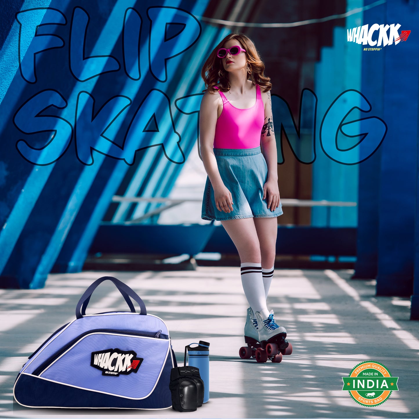 Flip Senior Lavender 33L|Skating/Gym/Sports/Travel/Bag|Inline Roller Equipment Bag|Quad Ice Skates Kit|Kitbag|Easy Access Pocket|2 Bottle Holders|Compartment Fits in Helmet & Skates 11"