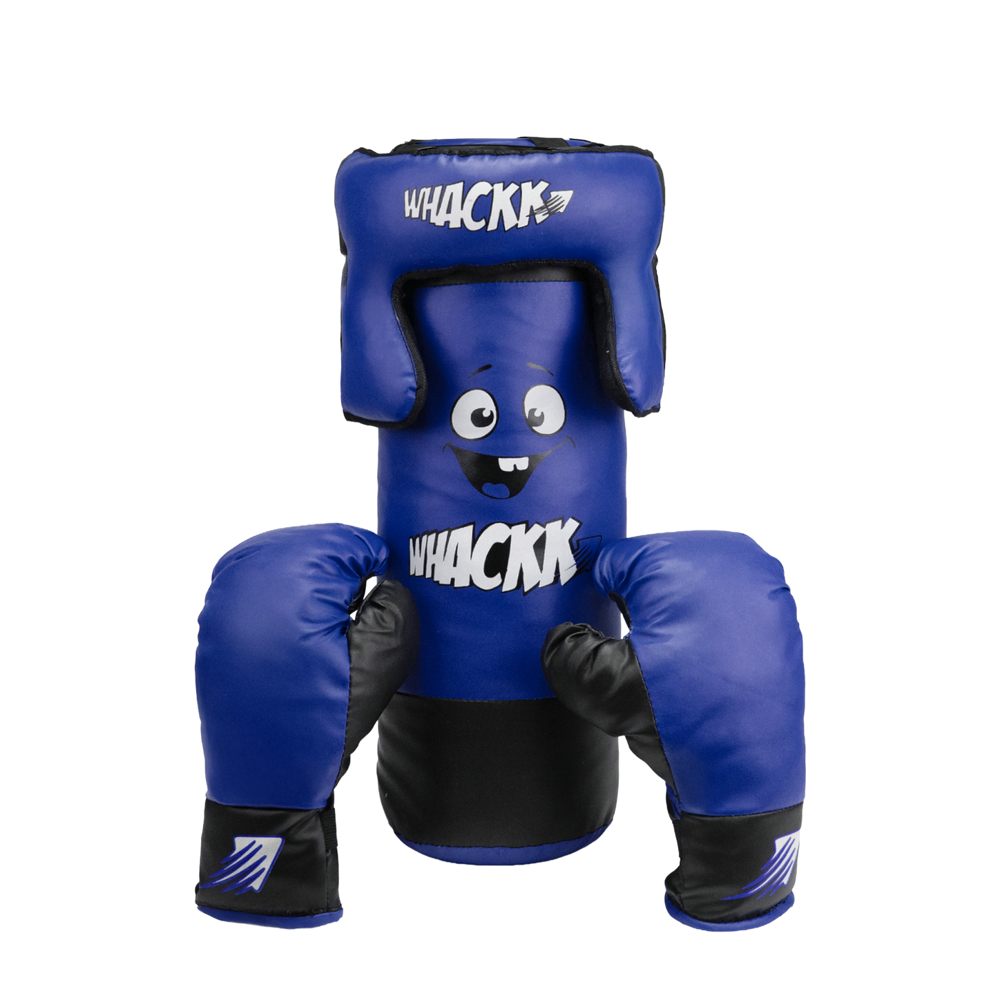 Whackk Blue Junior Kids Boxing Kit with Filled Punching Bag, Gloves and Headgear Bounce-Back |Training Bag for Boys & Girls