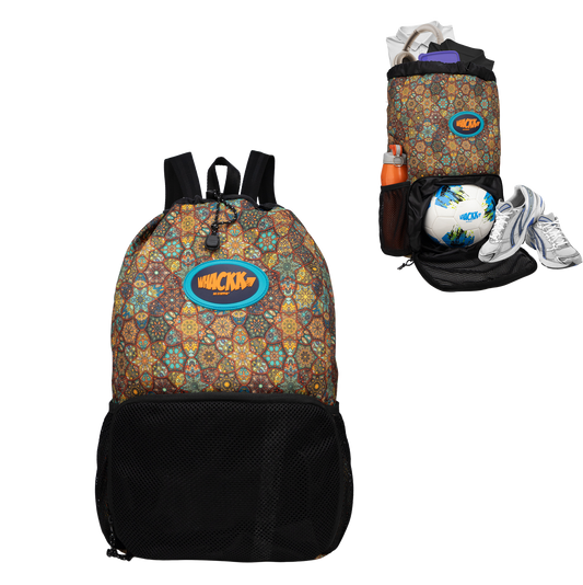 WHACKK Tornado Printed Sports Drawstring Backpack | Swimming Basketball Football Beach Gym Bag with Ventilated Mesh Pocket, Dual Bottle Pockets & Secure Storage for Gym, Swim & Daily Use