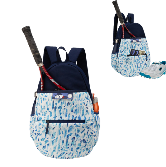 WHACKK Seles Sports Badminton Tennis Racket Backpack White Blue | 22L Capacity with Racket Compartment, Shoe Pocket, Multiple Utility Pockets & Dual Bottle Holders | Lightweight Bag for Pickleball Table Tennis