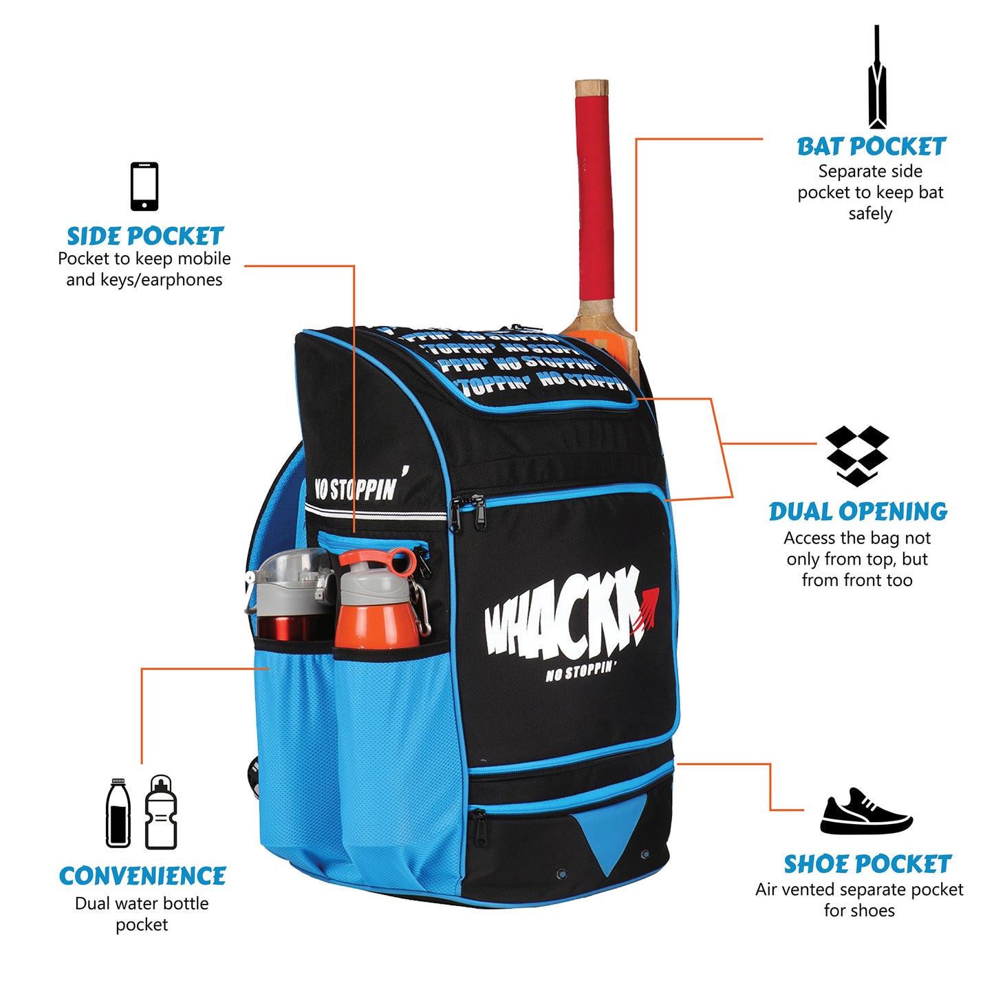 Blast Junior Cricket Bag 37L Black Blue