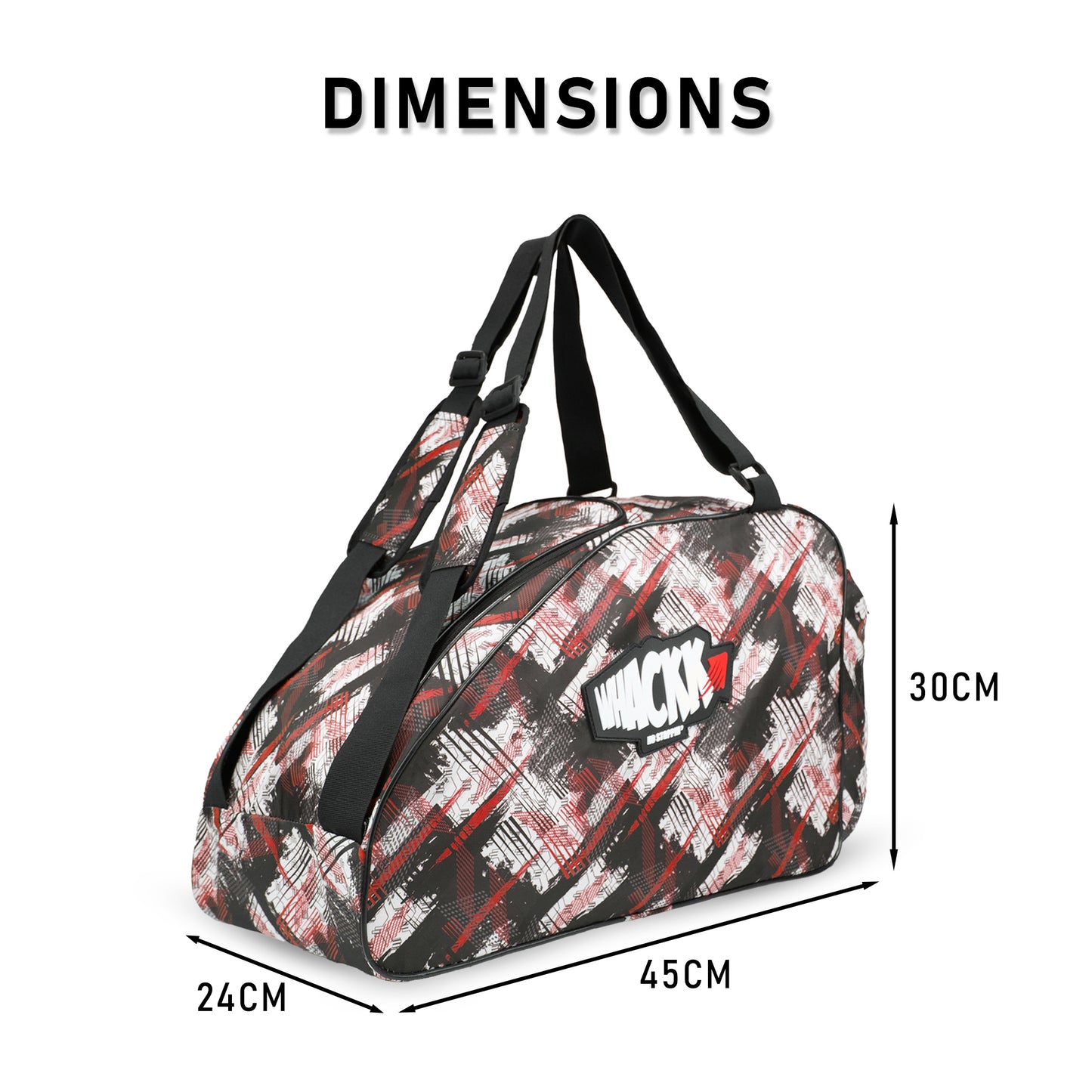 WHACKK Steezy 33L Printed Skating Bag Red | Water-Resistant Skate Backpack & Shoulder Bag with Helmet Pocket | Padded Roller Skate Bag for Kids & Adults