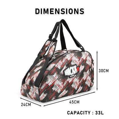 WHACKK Steezy 33L Printed Skating Bag Red | Water-Resistant Skate Backpack & Shoulder Bag with Helmet Pocket | Padded Roller Skate Bag for Kids & Adults
