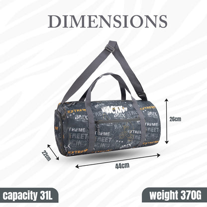 WHACKK 31L Xtreme Black Duffle Gym Bag with Carry Handle|1 Main Compartment, Shoe Compartment, Adjustable Mat Holder, Quick-Access & Bottle Pocket|Lightweight & Water-Resistant Bag for Men & Women