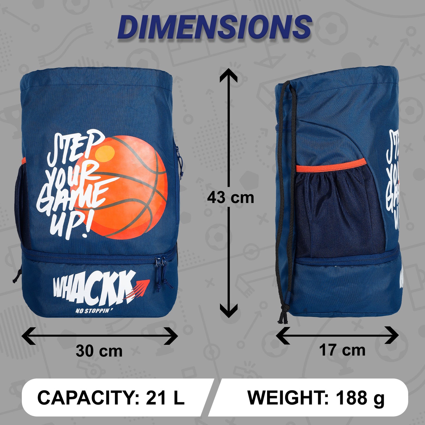 Blitz Soccer Basketball Volleyball Kit Bag 21L Blue