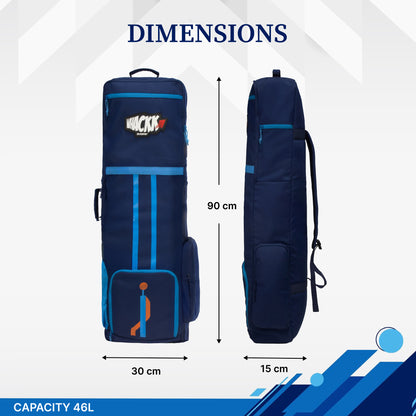 Don Navy Blue 45L Unisex Cricket Kit Bag Backpack|Adult Size|Shoe/Helmet Pocket|Main Compartment 18" Leg Pad|2 Bottle Holder|Easy Access Pocket|Player Edition Senior