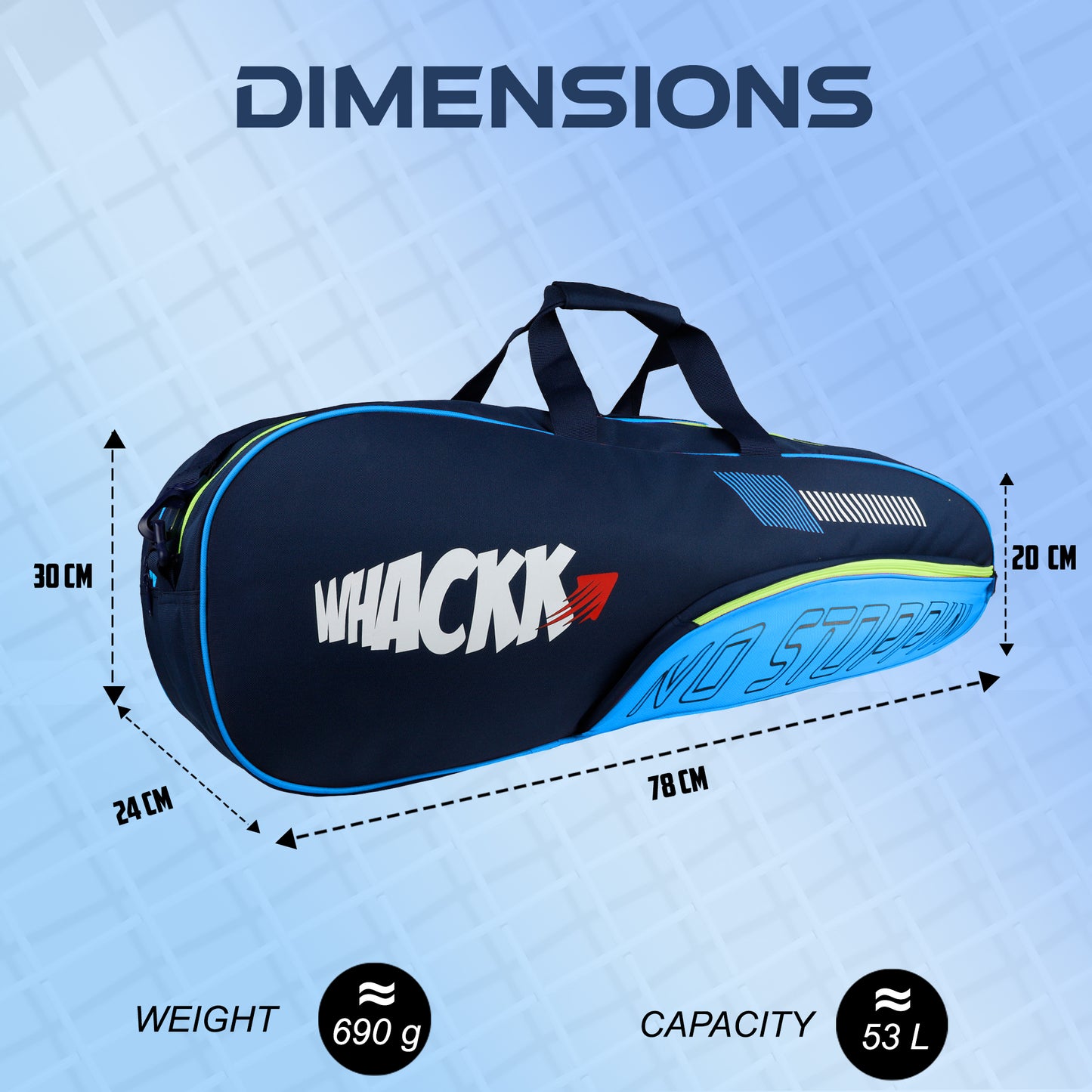 Rally Badminton Tennis Kit Bag 53L Blue Navy
