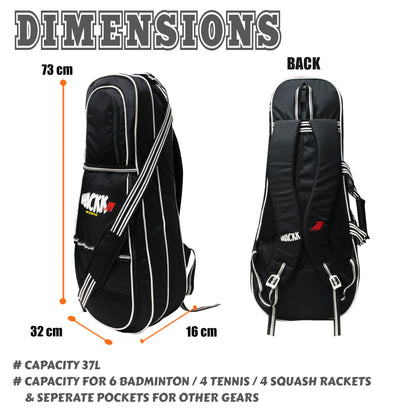 Smash Tennis Squash Badminton kit bag 37L Black