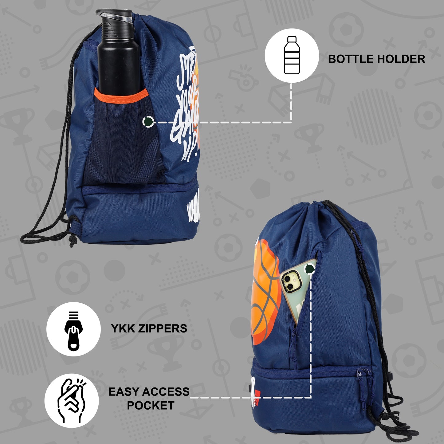 Blitz Soccer Basketball Volleyball Kit Bag 21L Blue