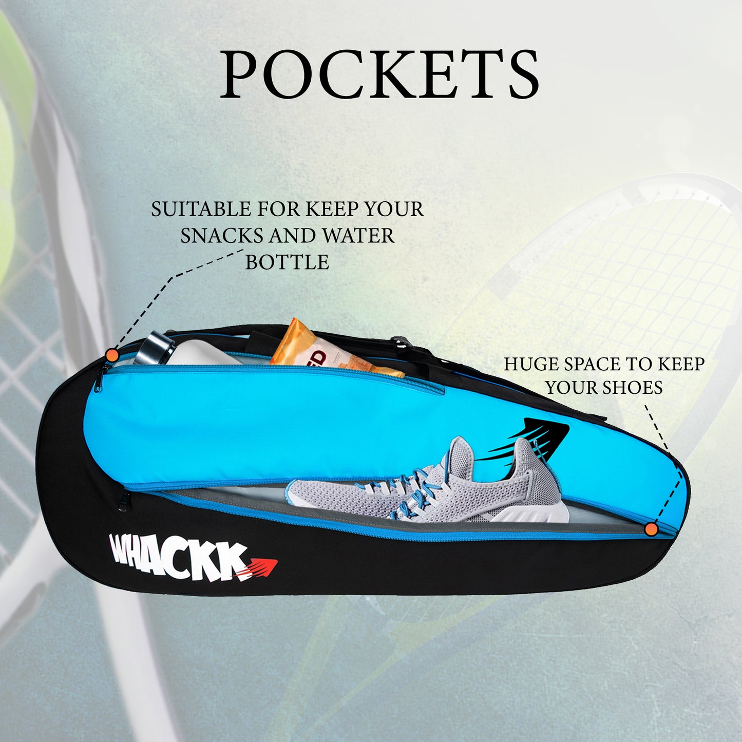 Birdie Badminton Tennis Kit Bag 45L Black Blue