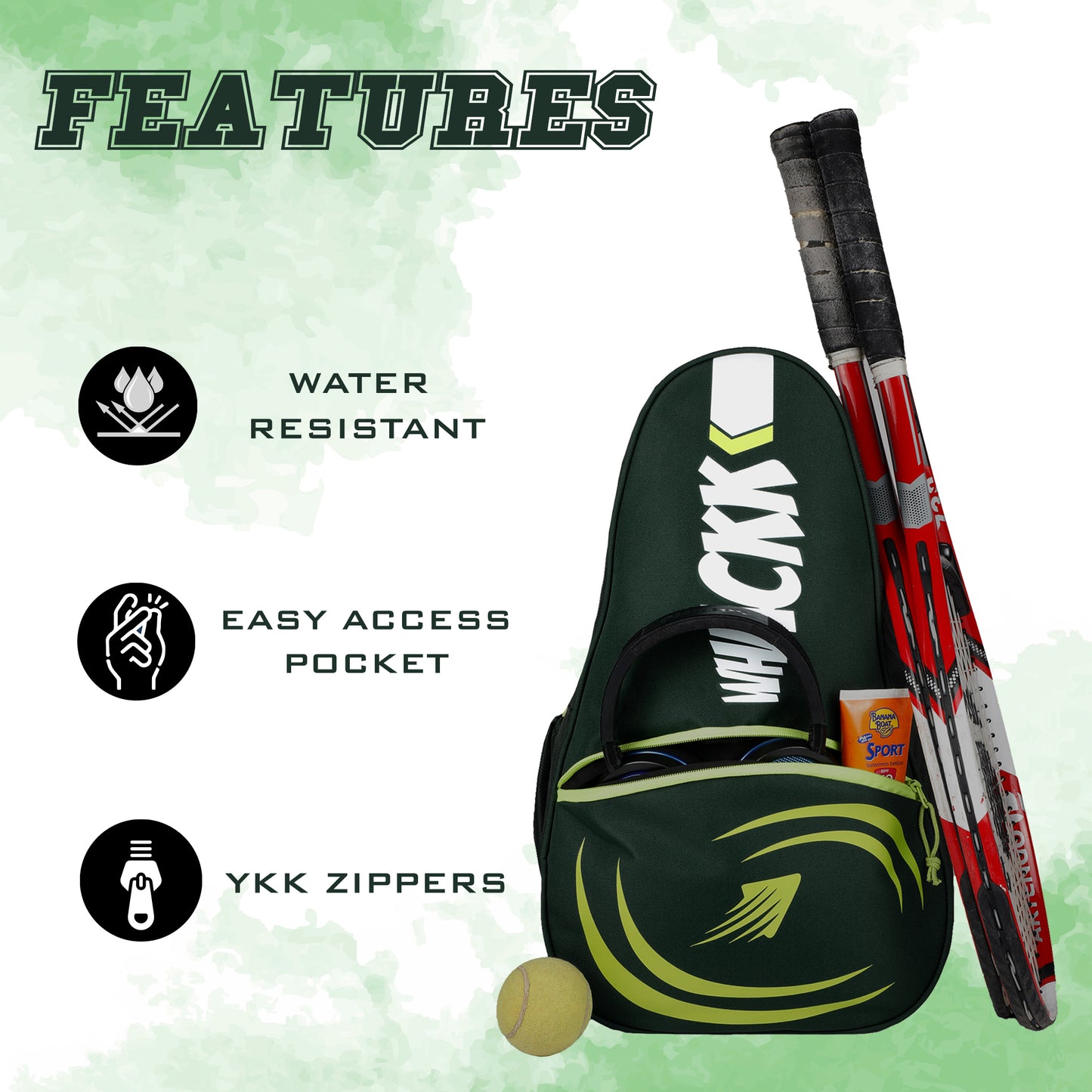 Ace Pickleball Green Badminton Tennis Kit Bag 28L Green