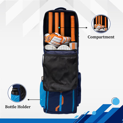 Don Navy Blue 45L Unisex Cricket Kit Bag Backpack|Adult Size|Shoe/Helmet Pocket|Main Compartment 18" Leg Pad|2 Bottle Holder|Easy Access Pocket|Player Edition Senior