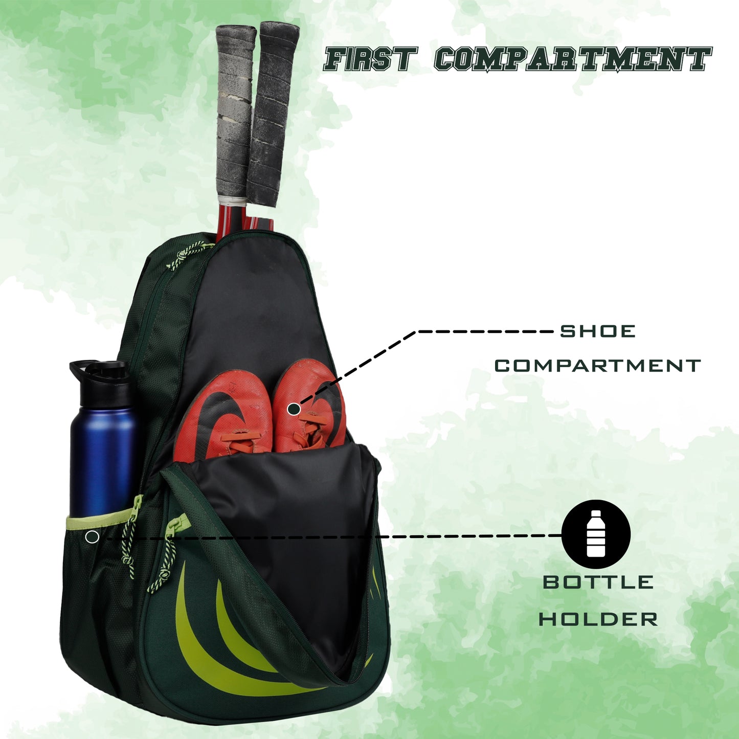 Ace Pickleball Green Badminton Tennis Kit Bag 28L Green