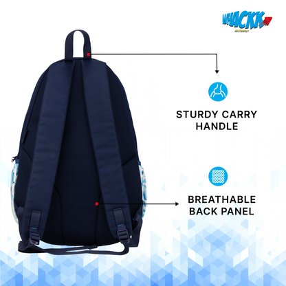 WHACKK Seles Sports Badminton Tennis Racket Backpack White Blue | 22L Capacity with Racket Compartment, Shoe Pocket, Multiple Utility Pockets & Dual Bottle Holders | Lightweight Bag for Pickleball Table Tennis