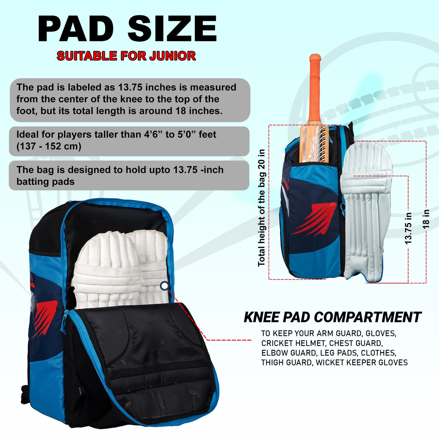 Blast Junior Cricket Bag 37L Black Blue