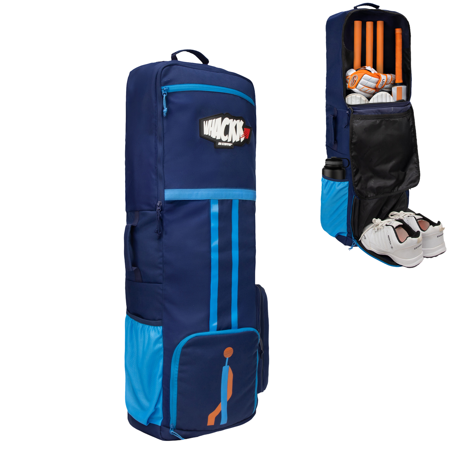 Don Navy Blue 45L Unisex Cricket Kit Bag Backpack|Adult Size|Shoe/Helmet Pocket|Main Compartment 18" Leg Pad|2 Bottle Holder|Easy Access Pocket|Player Edition Senior