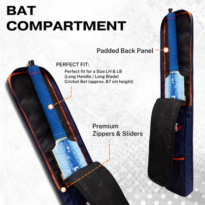WHACKK Hayden Cricket Bat Cover Padded Orange | Premium Full Size Polyester Bat Sleeve with Carry Handle | Protective Cover for Wooden & Plastic Cricket Bats