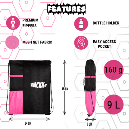 WHACKK Joss Sports Bag Pink Grey | Multipurpose Duffle Bag with Shoe Compartment & Shoulder Strap | Lightweight Gym, Sports & Travel Bag for Women