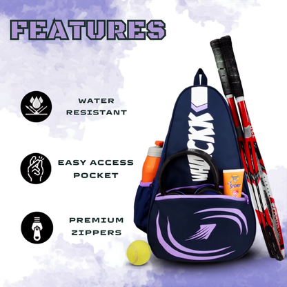 WHACKK Ace 28L Pickleball Bag Lavender Blue | Badminton, Tennis & Pickleball Racket Bag with Shoe Pocket | Unisex Lightweight Backpack, Holds 6 Rackets