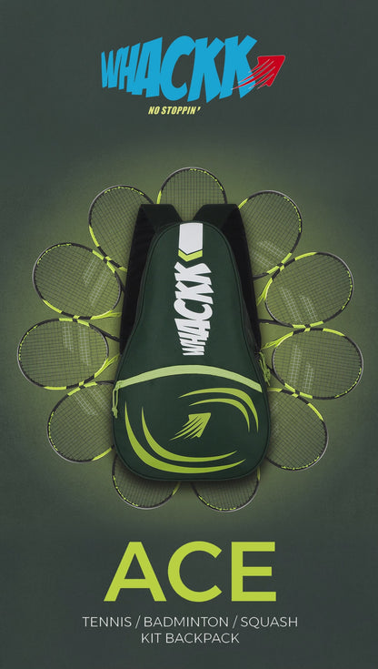 Ace Pickleball Printed Badminton Tennis Kit Bag 28L Black